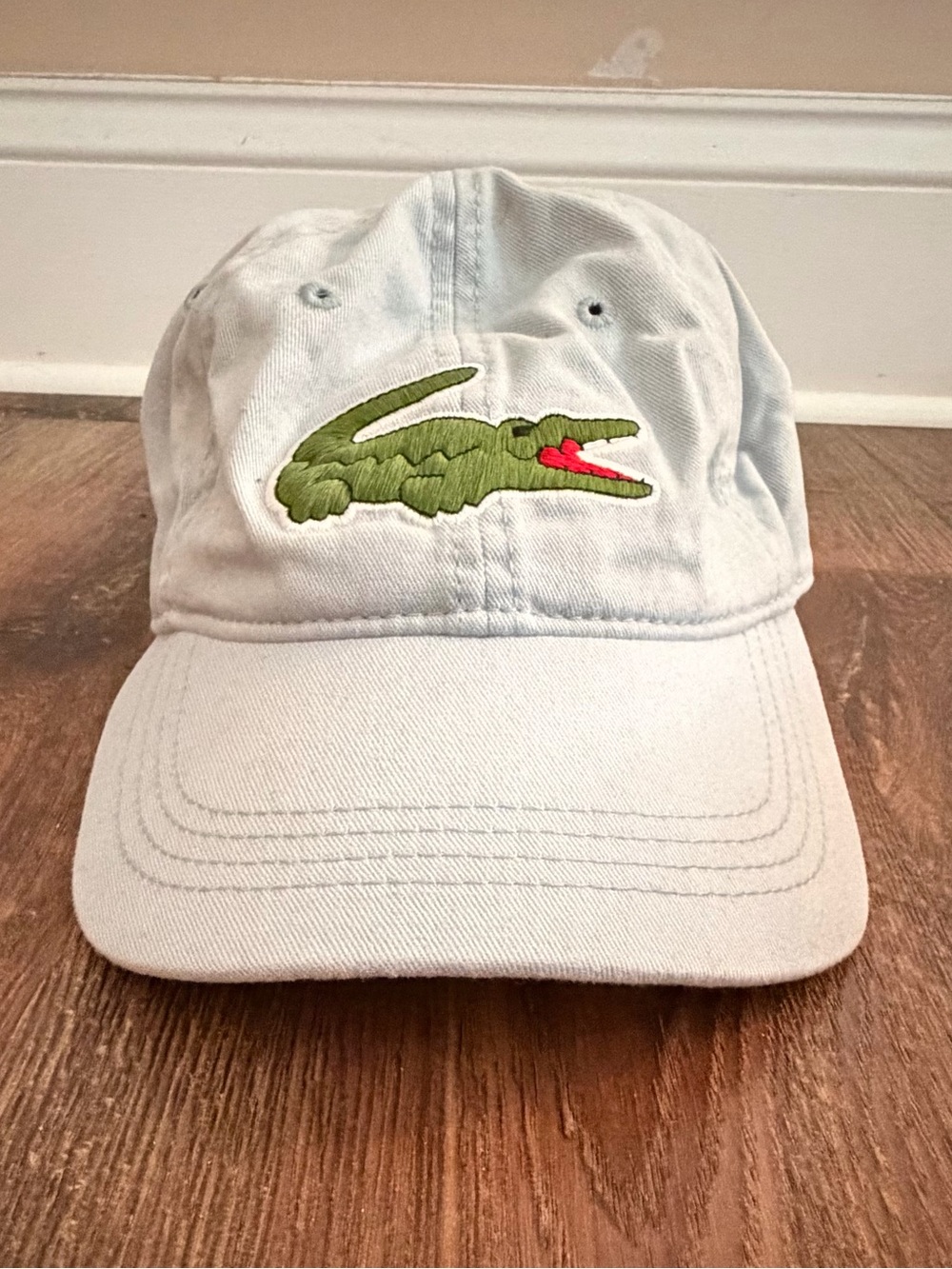 Lacoste Hat Mens OS Blue Big Croc Logo Cotton Adjustable Strapback Cap